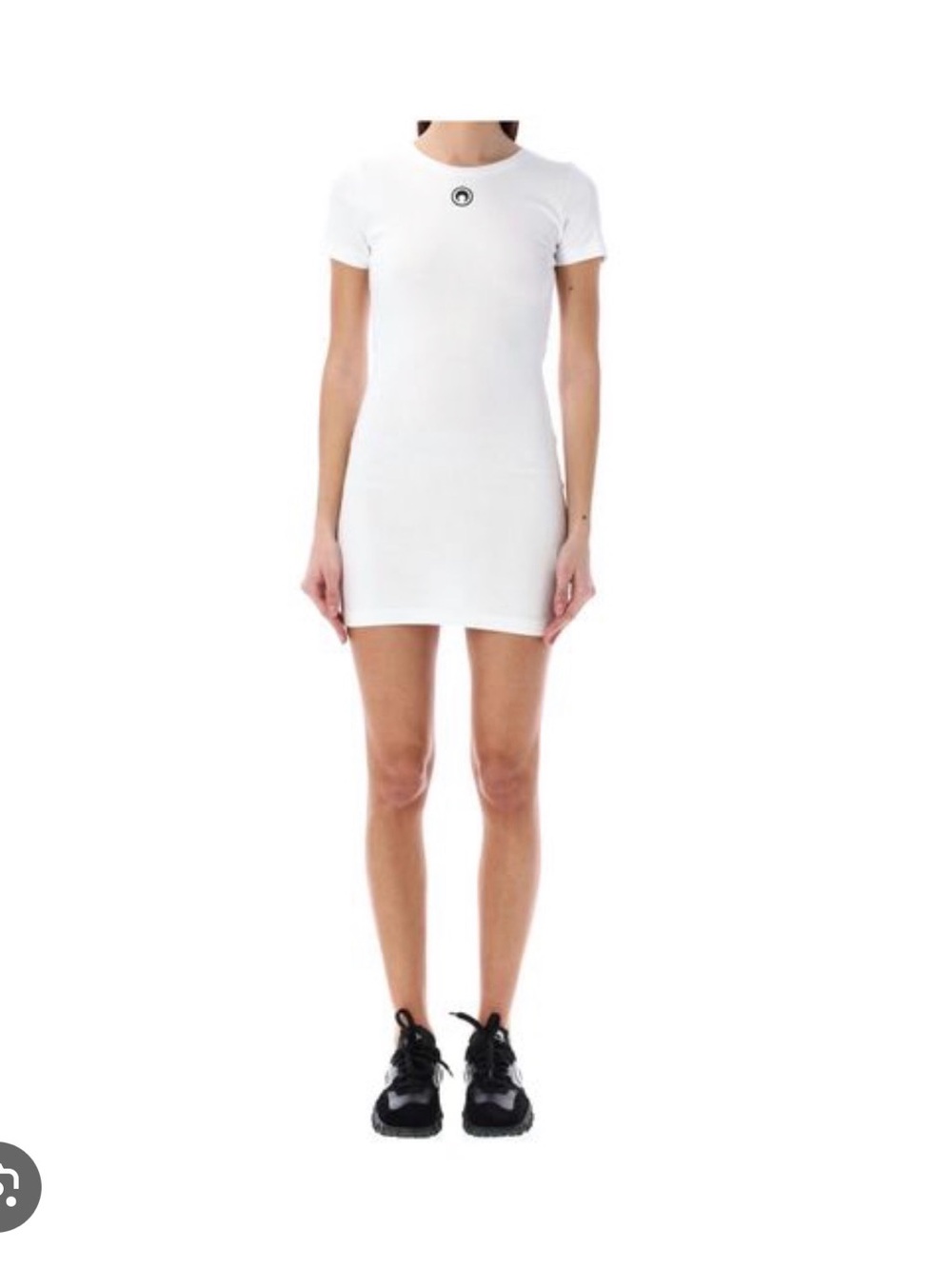 Marine Serre White Short Sleeve Mini Dress with Chest Logo